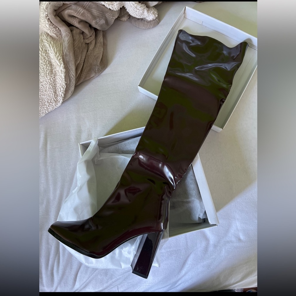 Point Toe Chunky Heel Over The Knee Boots